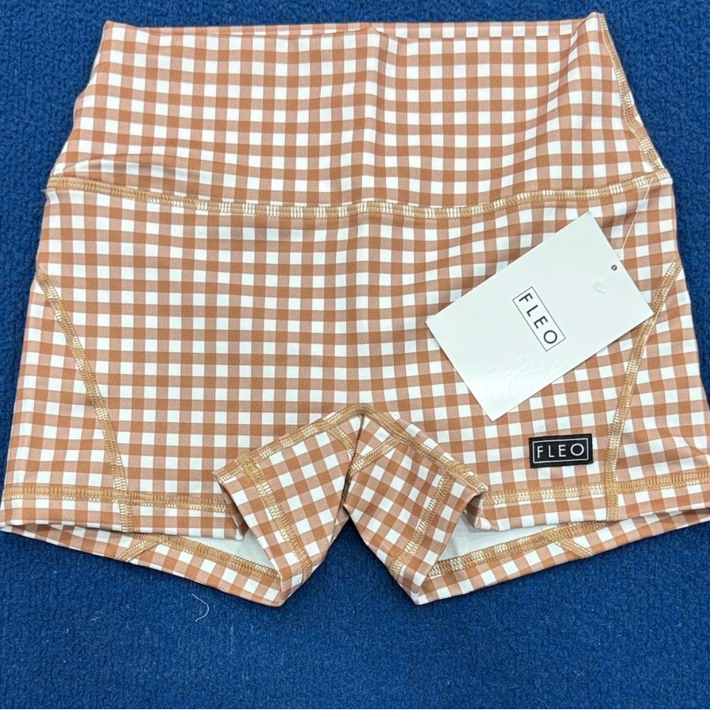 Fleo Women's Brown Checkered Athletic Shorts CrossFit/Cheer/Tumbling